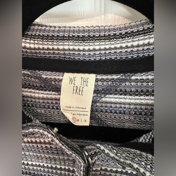 We The Free Striped Semi Button Down Collared Long Sleeved Polo Top - Picture 3 of 4